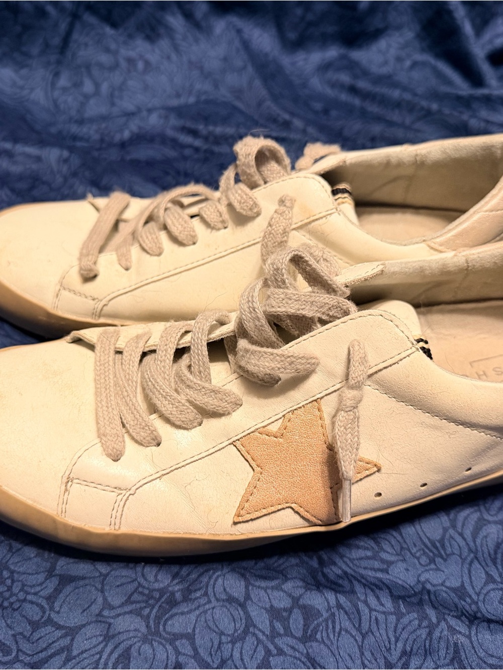 ShuShop White Leather Women’s Sneakers with Tan Star